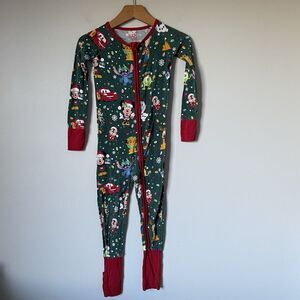Little Sleepies Bamboo Pajamas One Piece Holiday Disney Mickey Pattern Kids 3T